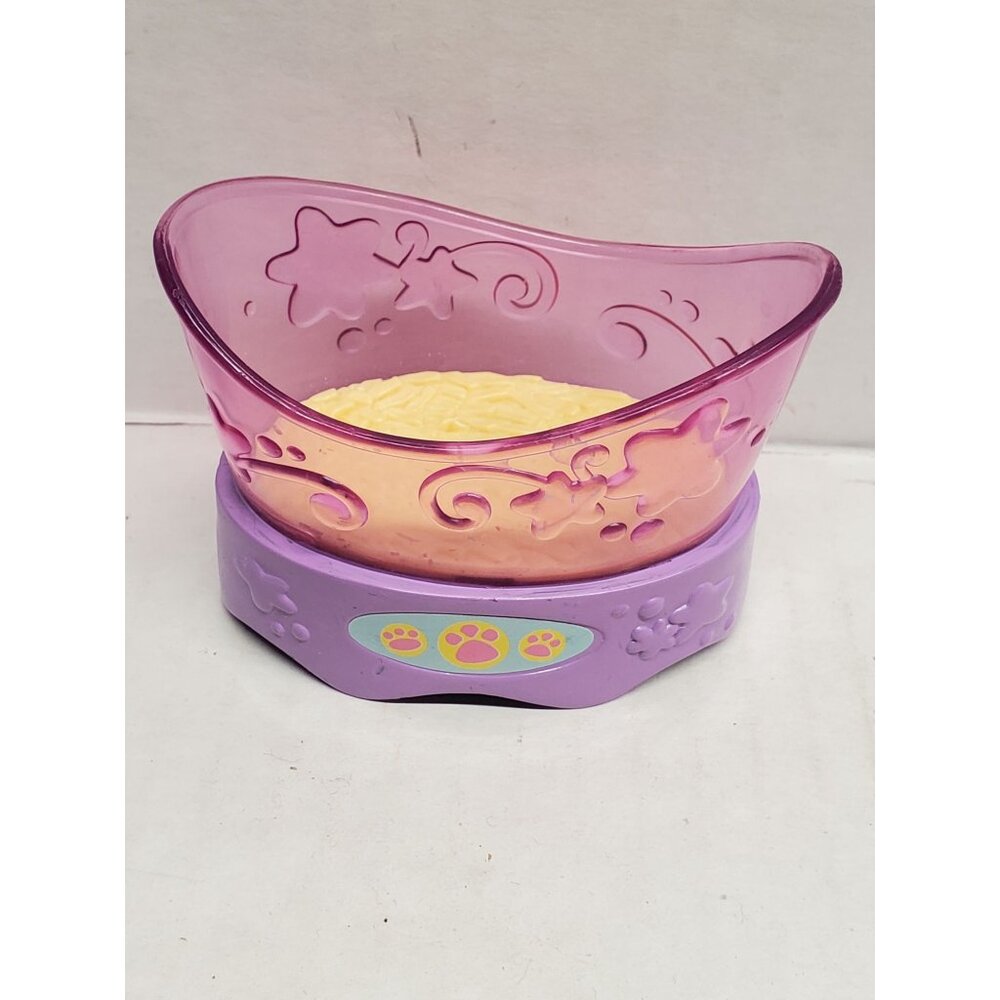 Purple Pet Food Bowl With Decorative Pink Transparent Top & Paw Prints‎